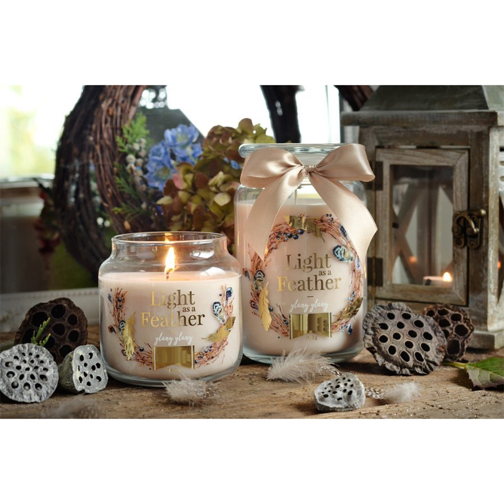 CANDELA PROFUMATA GIARA PICCOLA BEIGE YLANG YLANG 400gr profumazione floreale ylang ylang 80h durata